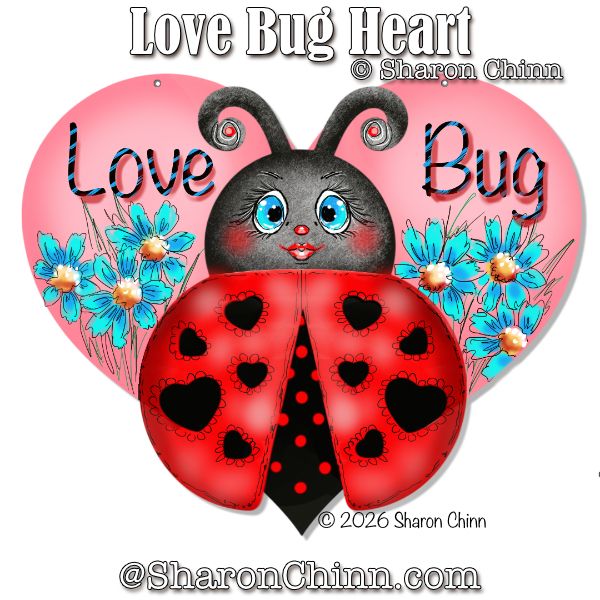 Love Bug Heart Painting Pattern - Sharon Chinn